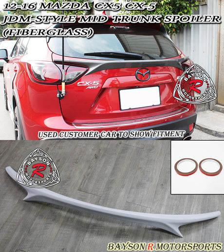 JDM Style Mid Spoiler (Fiberglass) For 2012-2016 Mazda CX-5 - Bayson R Motorsports