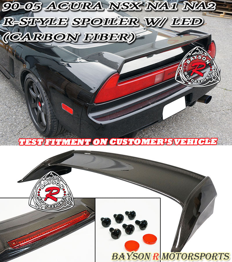 R Style Spoiler (Carbon Fiber) w/ LED 3rd Brake Light For 1990-2005 Acura NSX - Bayson R Motorsports