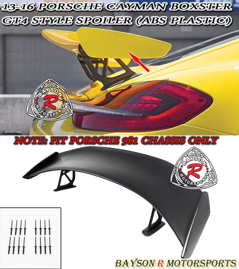GT4 Style Spoiler For 2013-2016 Porsche Cayman Boxster (981) - Bayson R Motorsports
