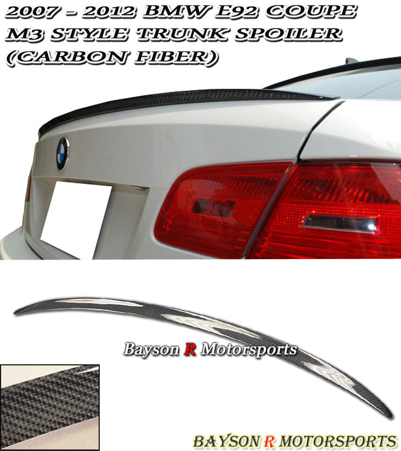 M3 Style Spoiler (Carbon Fiber) For 2007-2013 BMW 3-Series E92 - Bayson R Motorsports