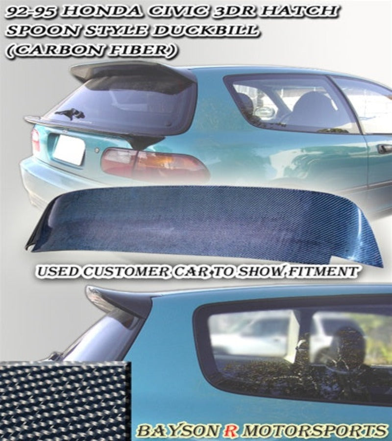 Spn Style Spoiler (Carbon Fiber) For 1992-1995 Honda Civic 3Dr - Bayson R Motorsports