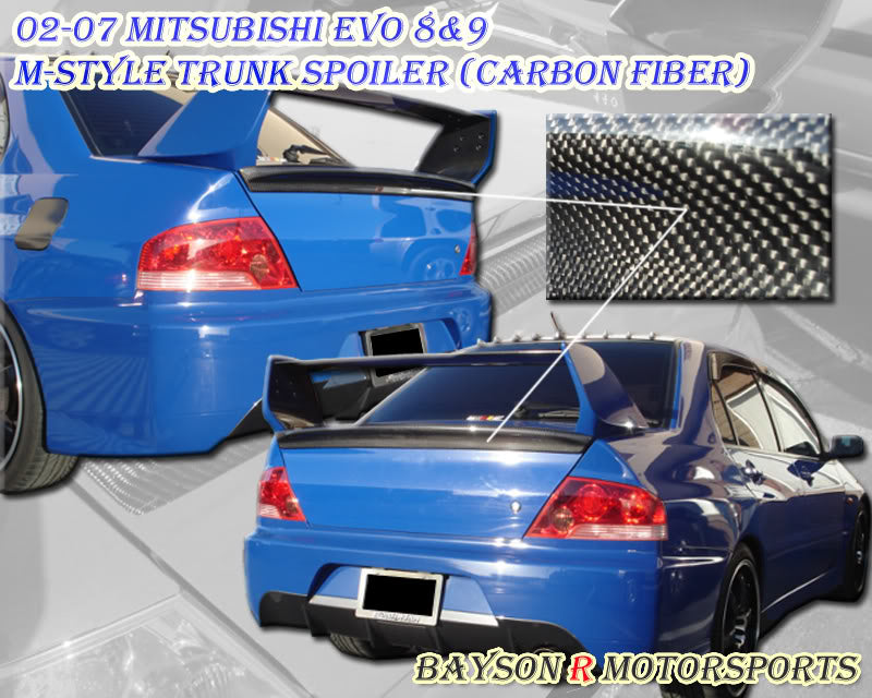 M Style Trunk Spoiler (Carbon Fiber) For 2003-2007 Mitsubishi Evolution 8 / 9 - Bayson R Motorsports