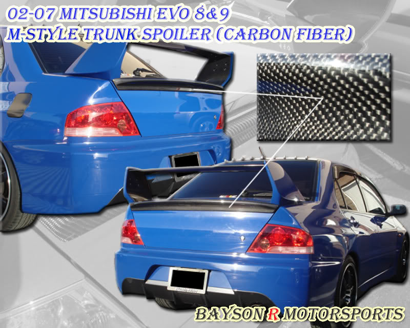 Evolution Spoiler M Style Trunk Spoiler (Carbon Fiber) For 2003-2007 Mitsubishi Evolution ...