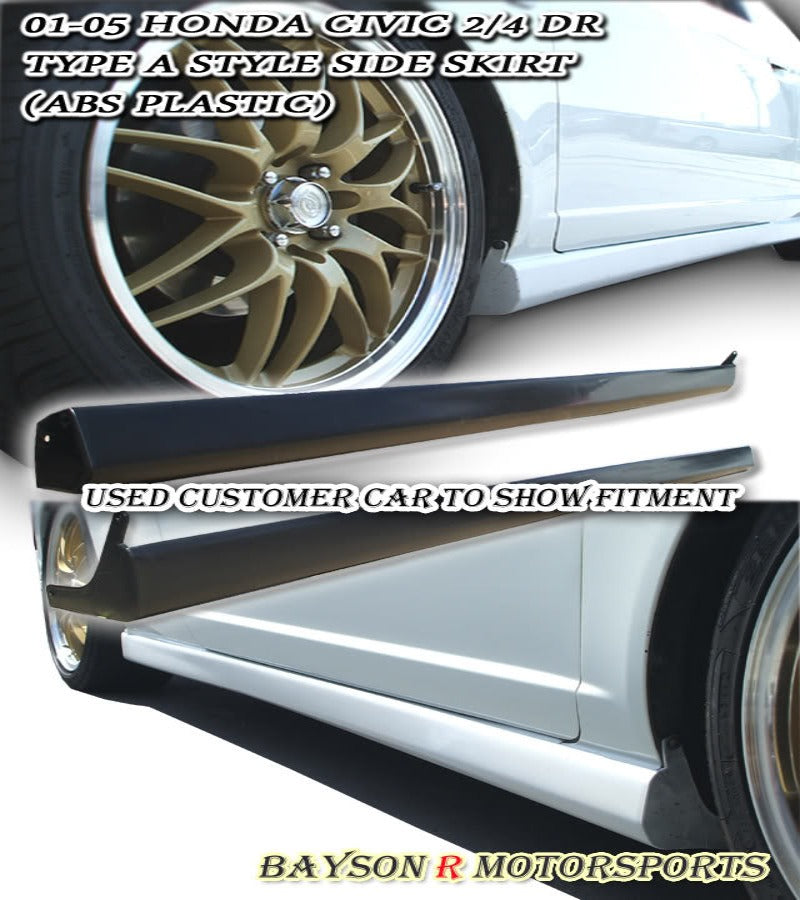 RS Style Side Skirts For 2001-2005 Honda Civic - Bayson R Motorsports