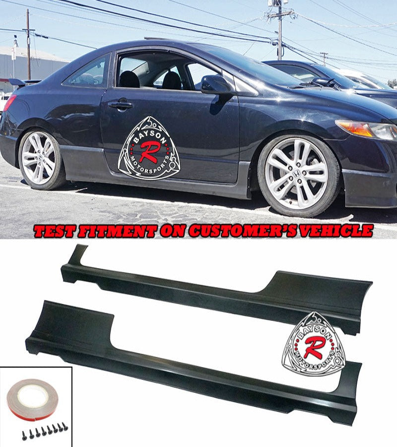 HF Style Side Skirts (Polypropylene) For 2006-2011 Honda Civic 2Dr - Bayson R Motorsports