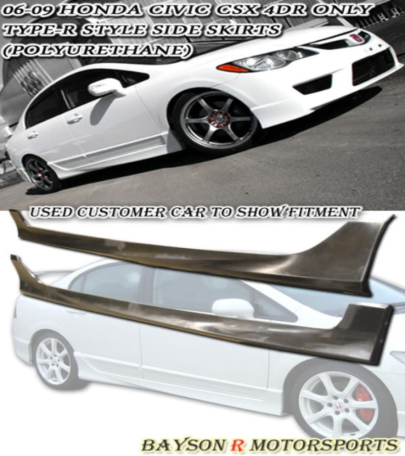 TR Style Side Skirts For 2006-2011 Honda Civic 4Dr - Bayson R Motorsports