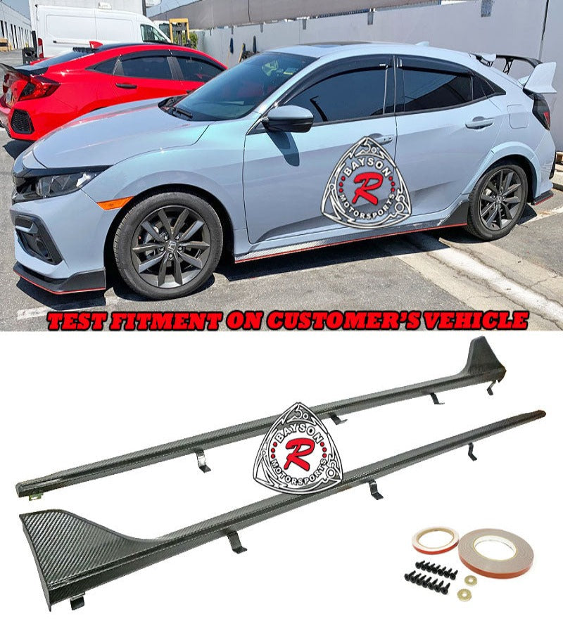 TR Style Side Skirts (Carbon Look) For 2016-2021 Honda Civic 4/5Dr - Bayson R Motorsports