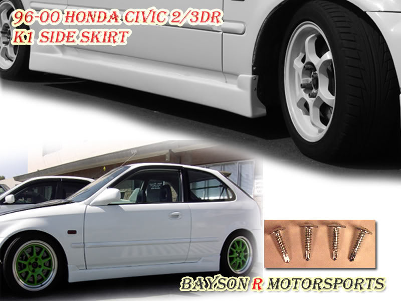 K1 Style Side Skirts For 1996-2000 Honda Civic 2Dr / 3Dr - Bayson R Motorsports