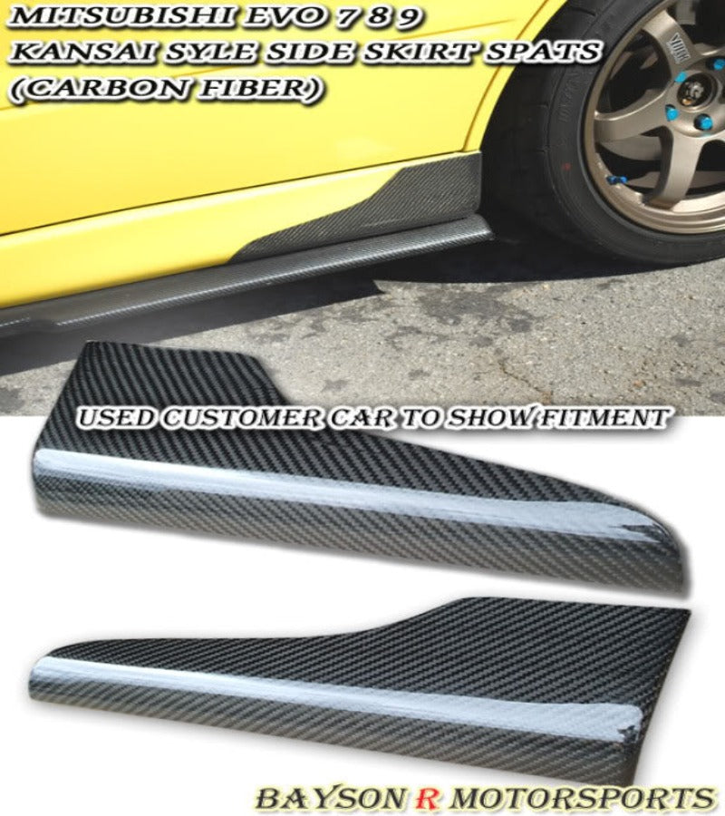 Kansai-Style Side Skirt Spats (Carbon Fiber) For 2001-2007 Mitsubishi Evolution 7 / 8 / 9 - Bayson R Motorsports