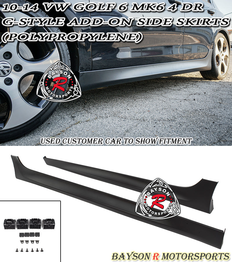 G Style Side Skirts For 2010-2014 VW Golf 6 4Dr Hatch (MK6) - Bayson R Motorsports