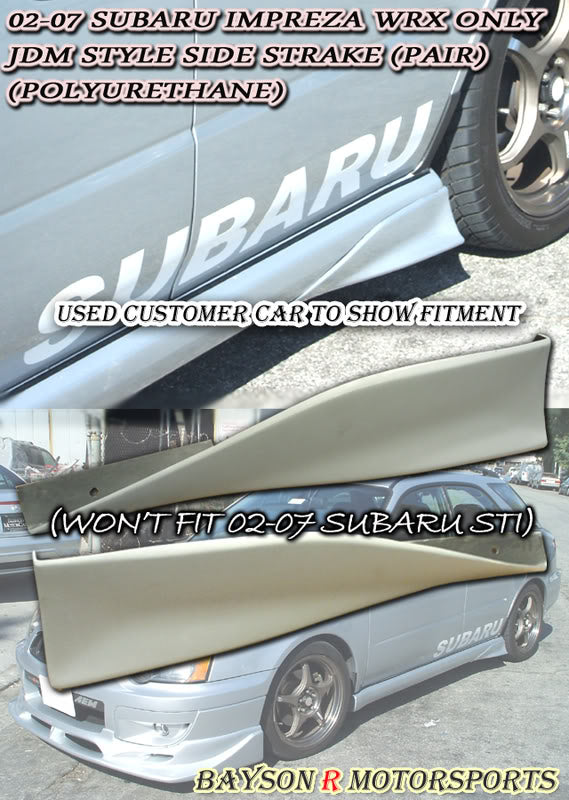 JDM Style Side Skirts Rear Spats Strakes For 2002-2007 Subaru Impreza / WRX - Bayson R Motorsports
