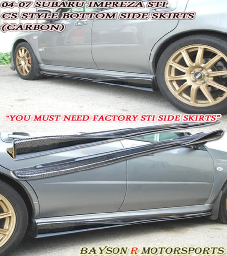 CS Style Side Skirts (Carbon Fiber) For 2004-2007 Subaru STi - Bayson R Motorsports