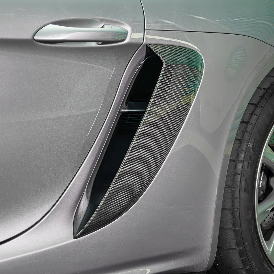 GT4 Style Dry Carbon Fiber Side Scoops (Direct Replacement) For 2017-2025 Porsche Boxster/Cayman (718)