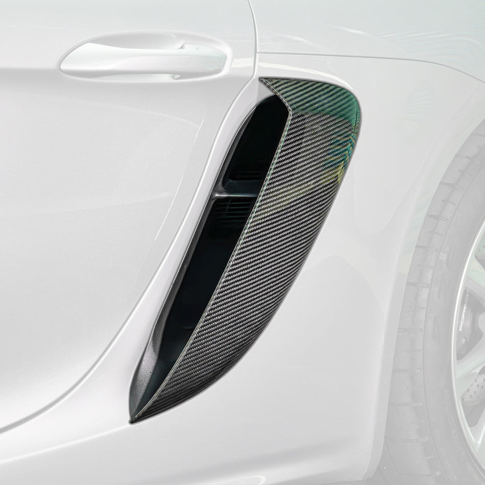 GT4 Style Dry Carbon Fiber Side Scoops (Direct Replacement) For 2017-2025 Porsche Boxster/Cayman (718)