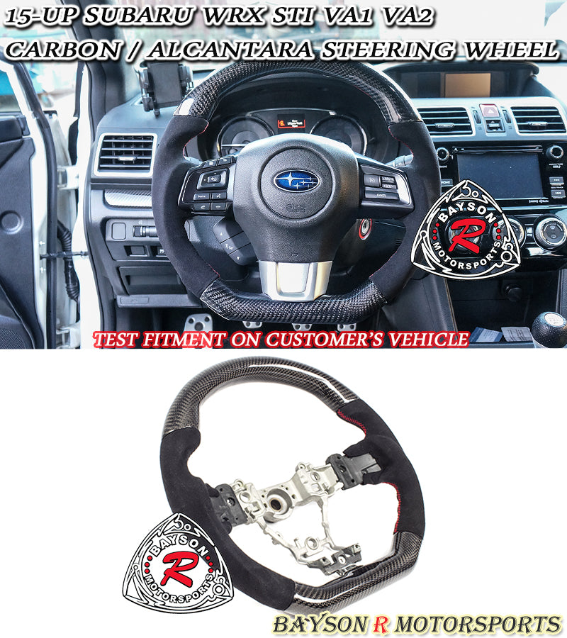 Carbon / Alcantara Steering Wheel For 2015-2021 Subaru WRX STi - Bayson R Motorsports