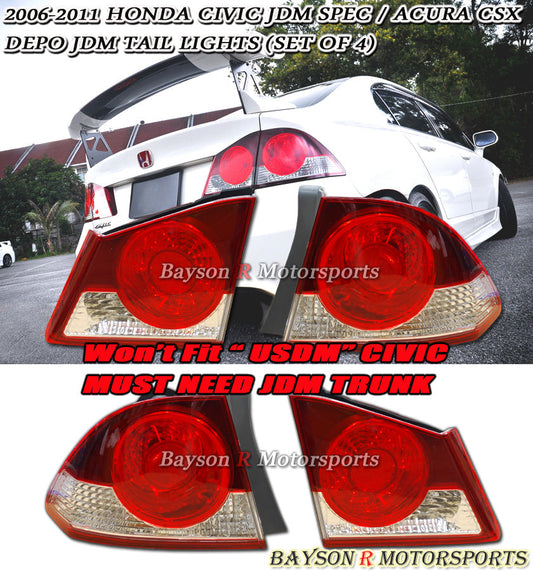 DEPO JDM Tail Lights (Circular) For 06-11 Honda Civic (JDM Spec) - Bayson R Motorsports