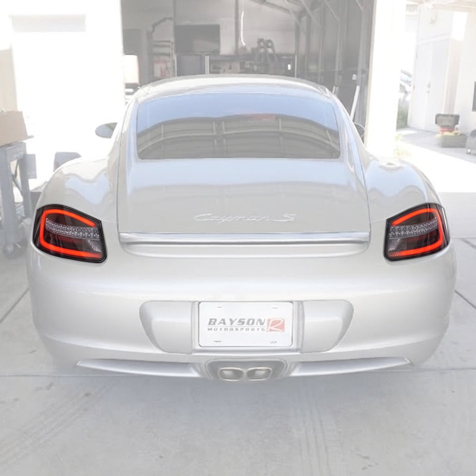 Euro Style LED Sequential Tail Lights (Black Housing/Smoke Lens/Red Parking Light) For 2005-2008 Porsche Boxster/Cayman 987.1