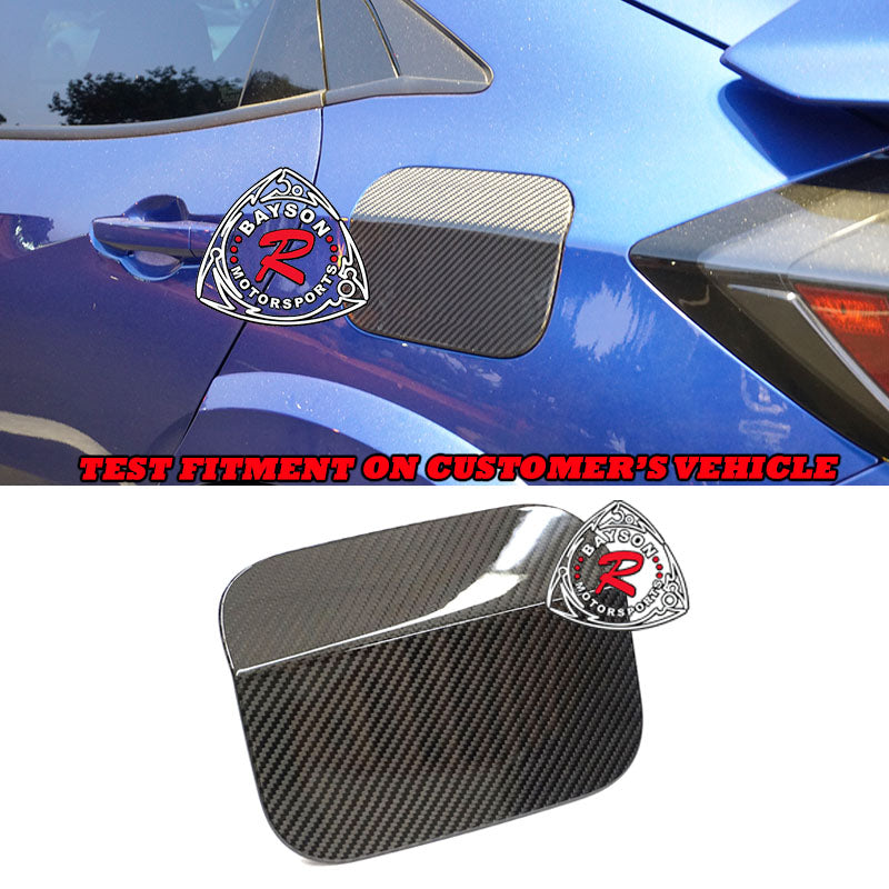 Fuel Lid Add-On Insert (Dry Carbon - Gloss) For 2017-2021 Honda Civic 5Dr / Type R - Bayson R Motorsports