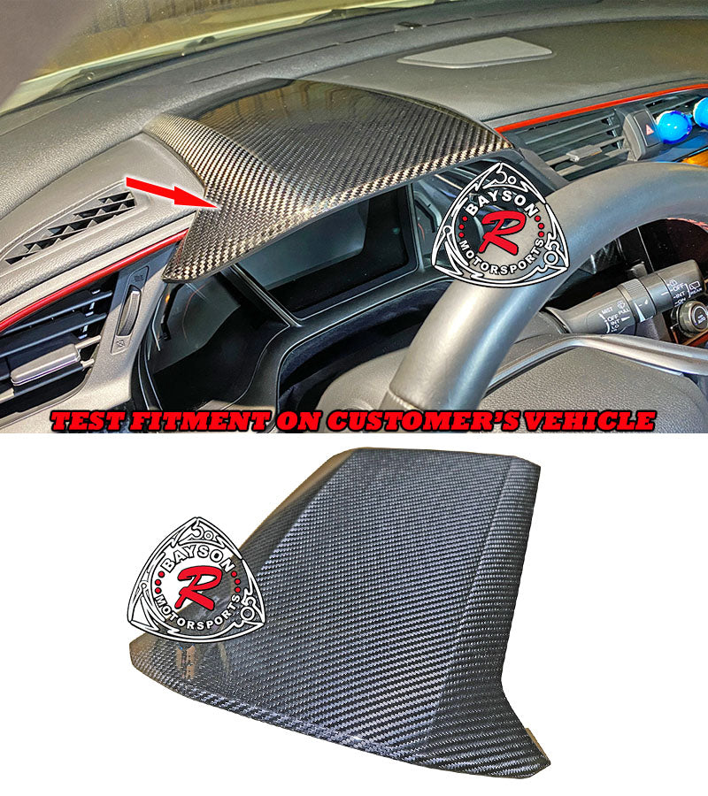 Center Dash Cover (Dry Carbon - Gloss) For 2016-2021 Honda Civic / 2017-2021 Honda Civic Type R FK8 - Bayson R Motorsports