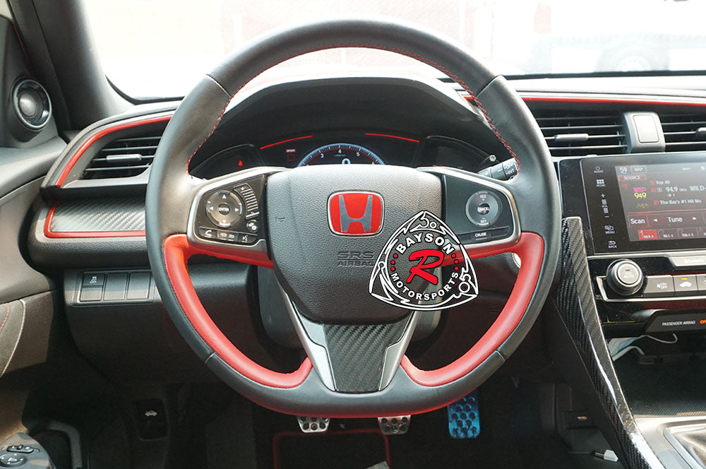 Steering Wheel Insert (Dry Carbon - Gloss) For 2016-2021 Honda Civic / 2017-2021 Honda Civic Type R FK8 - Bayson R Motorsports