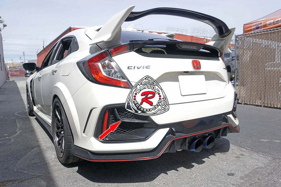Rear Bumper Vent Trim (Dry Carbon - Gloss) For 2020-2021 Honda Civic Type R (FK8)