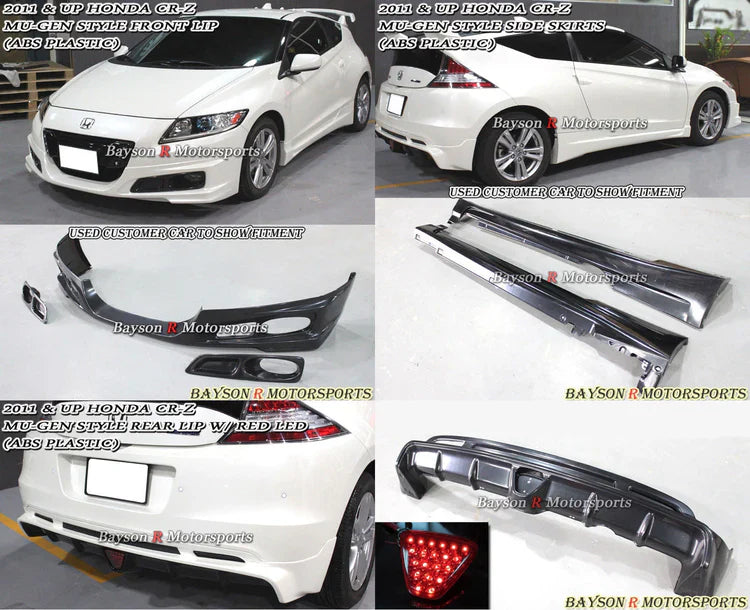 MU Style Full Lip Kit/Front Lip/Side Skirt/Rear Lip For 2011-2012 Honda CR-Z